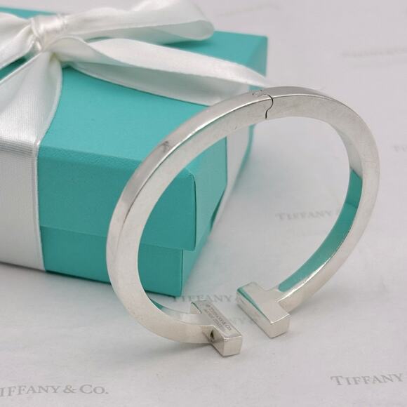Tiffany & Co. T Square Bracelet Sterling Silver 925 Large W/ Gift Pouch & Box - Picture 5 of 14